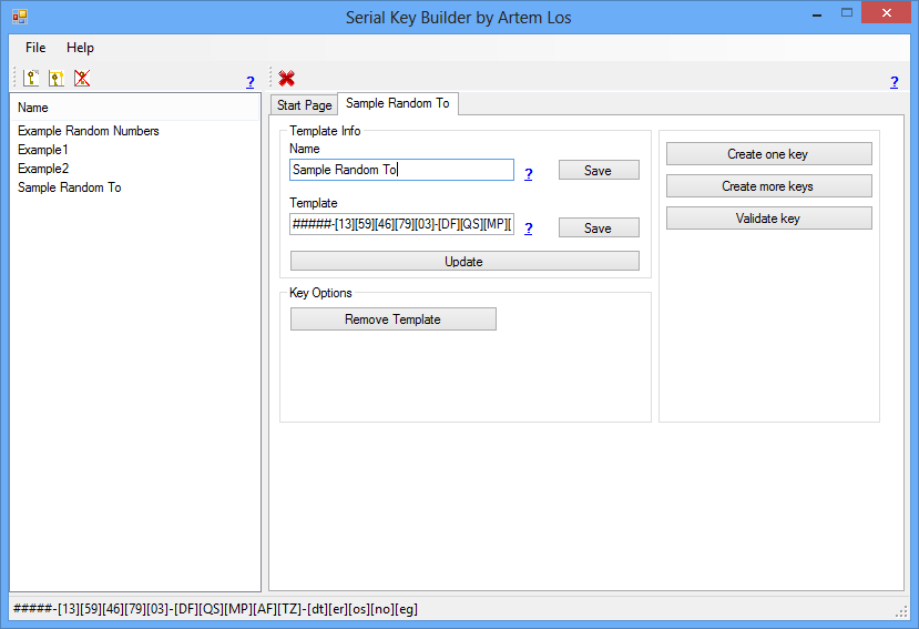 Editing a key template