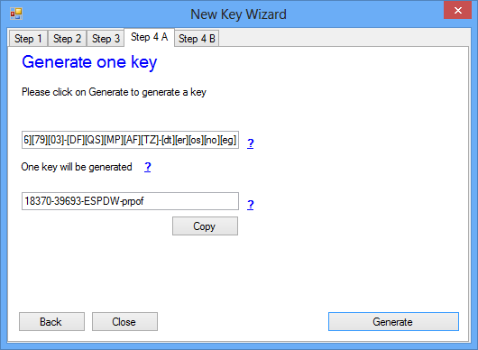 Creating a key based on a key template