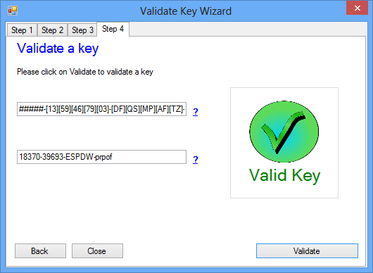 Validating a key based on a key template